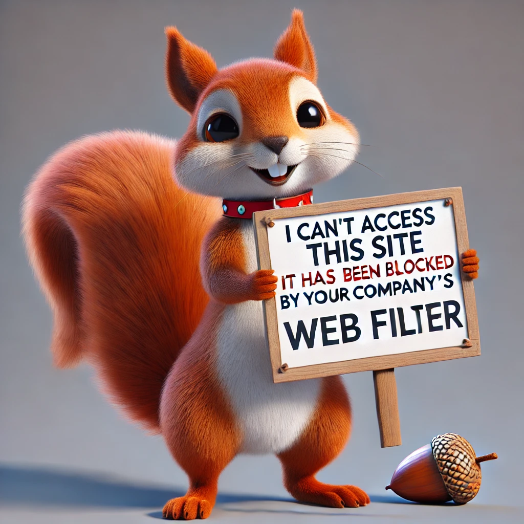 Squirrel with blocked message